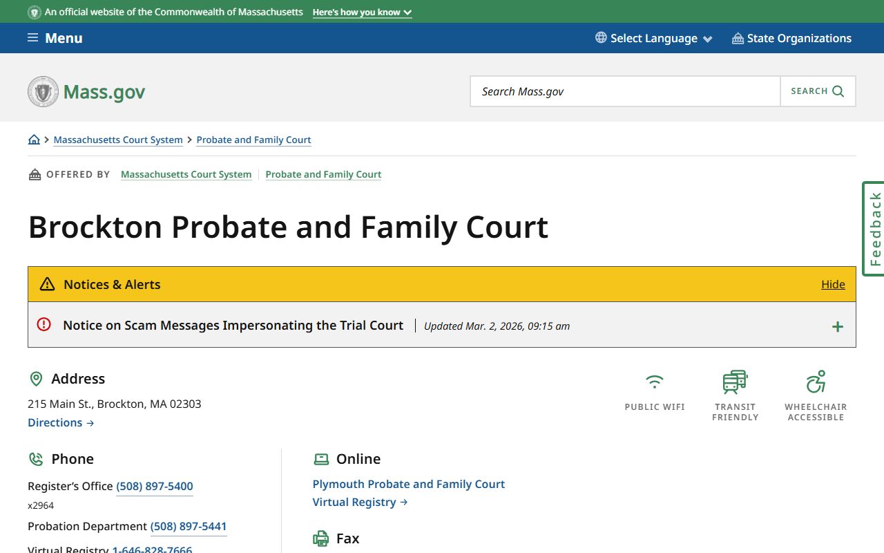 Brockton Probate and Family Court at 215 Main Street for Brockton family court records and hearings