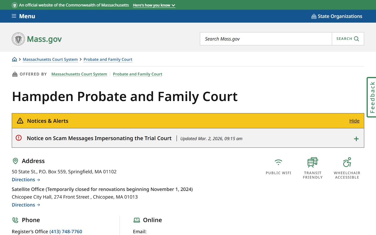 Hampden Probate and Family Court in Springfield for Springfield family court records