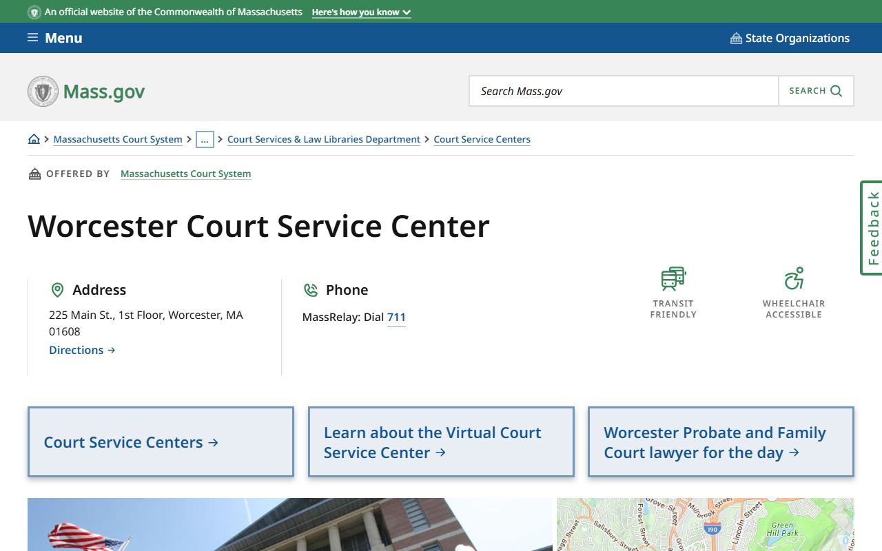 Worcester Court Service Center for help with Worcester family court records